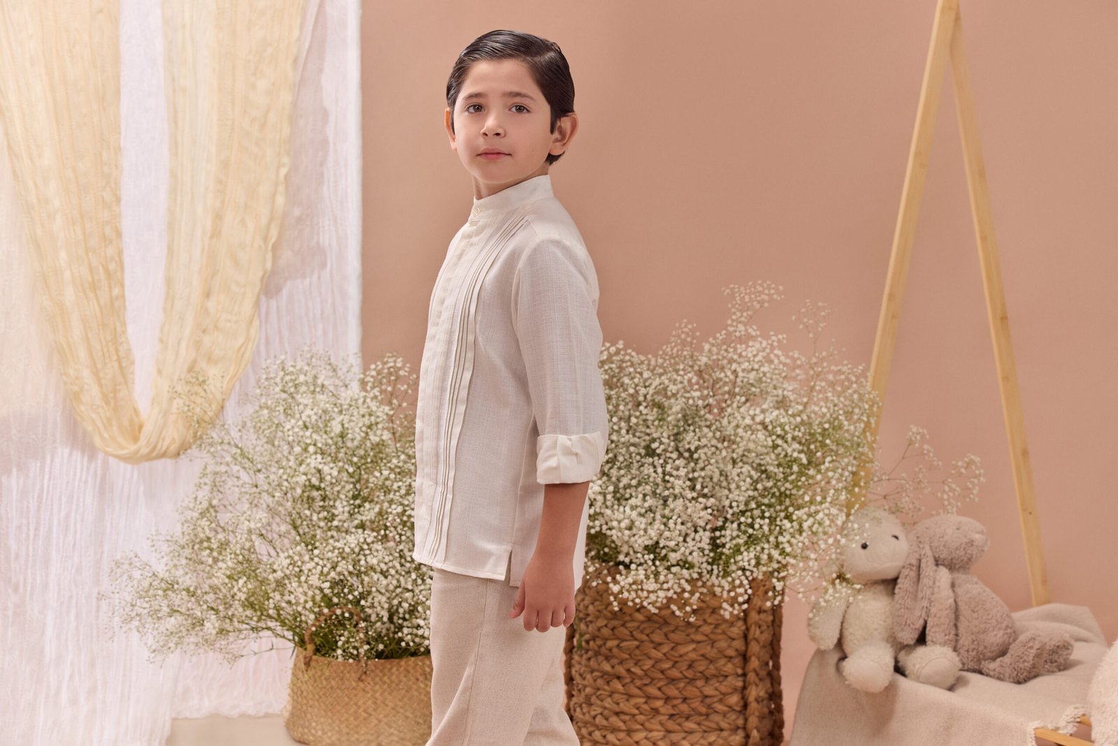 camisa alforzada manga larga