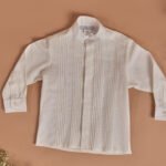 camisa alforzada manga larga