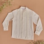 camisa alforzada manga larga