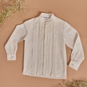 camisa alforzada manga larga